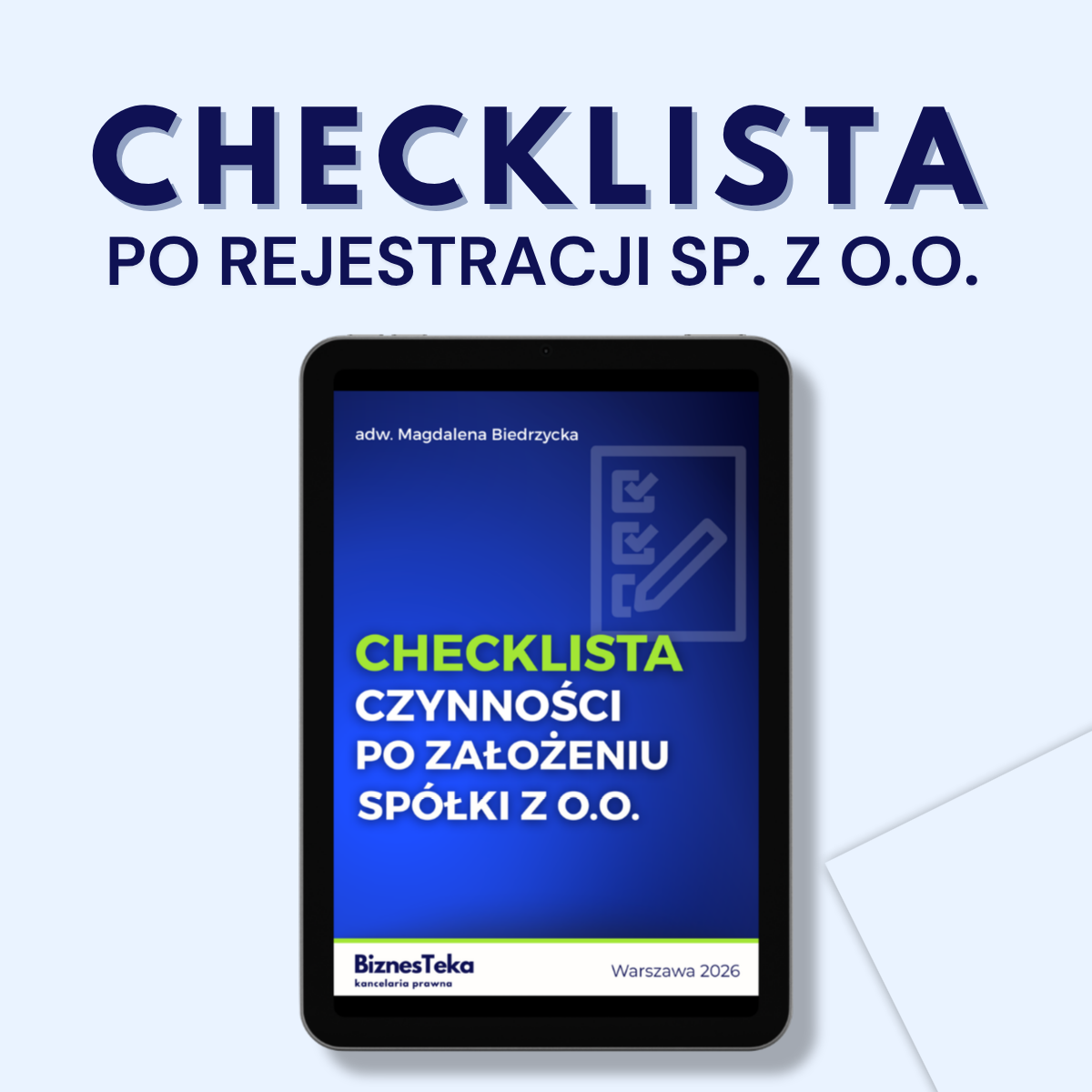 Checklista czynności po założeniu spółki z o.o. – e-book