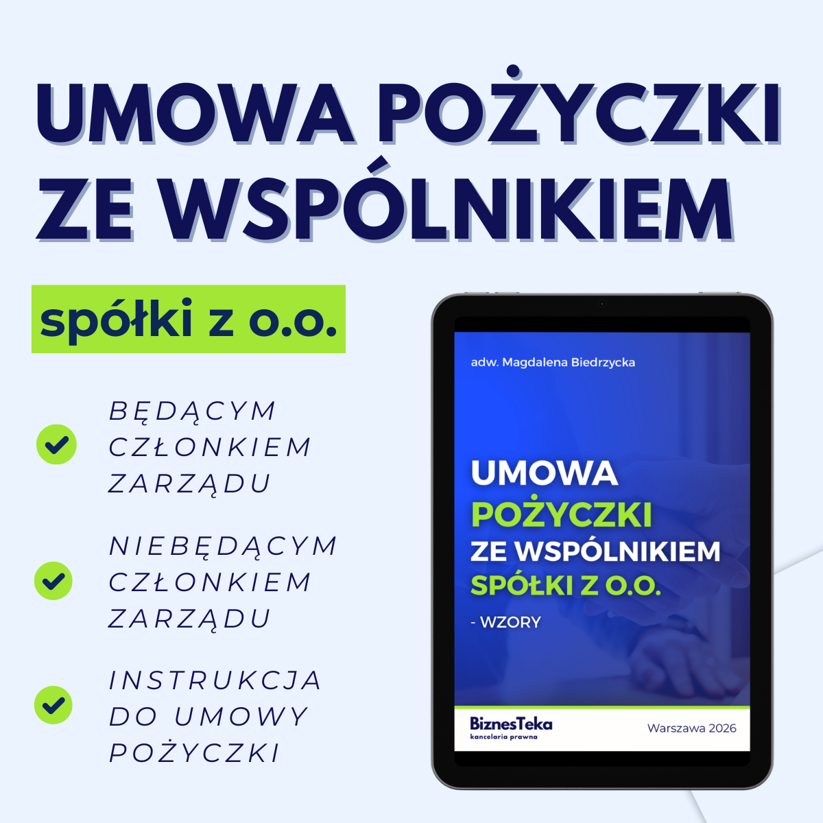 umowa pożyczki ze wspólnikiem spółki z o.o.